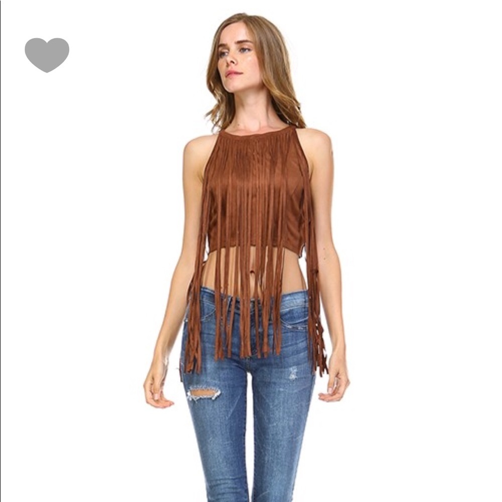 Black & Brown Fringe Crop Tops!